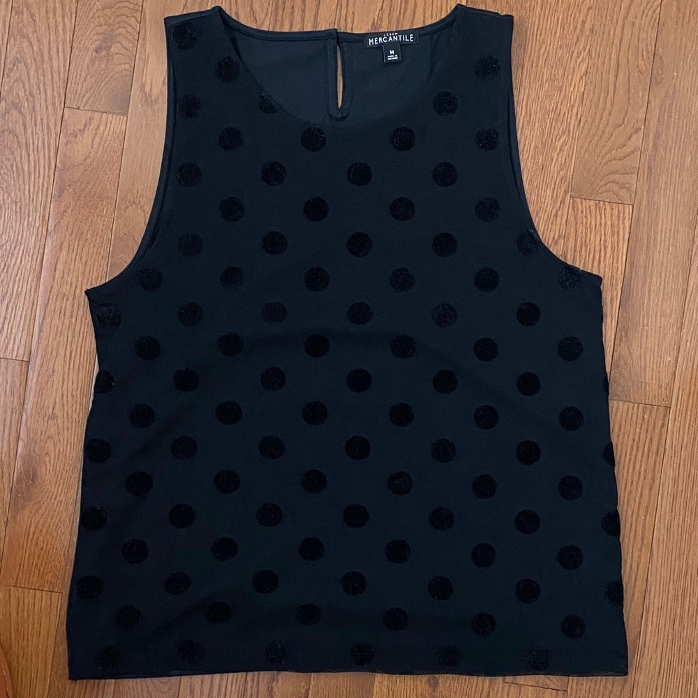 Jcrew black polka dot sleeveless shell top